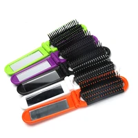 professional travel hair comb portable folding hair brush with mirror compact pocket size purse travel comb