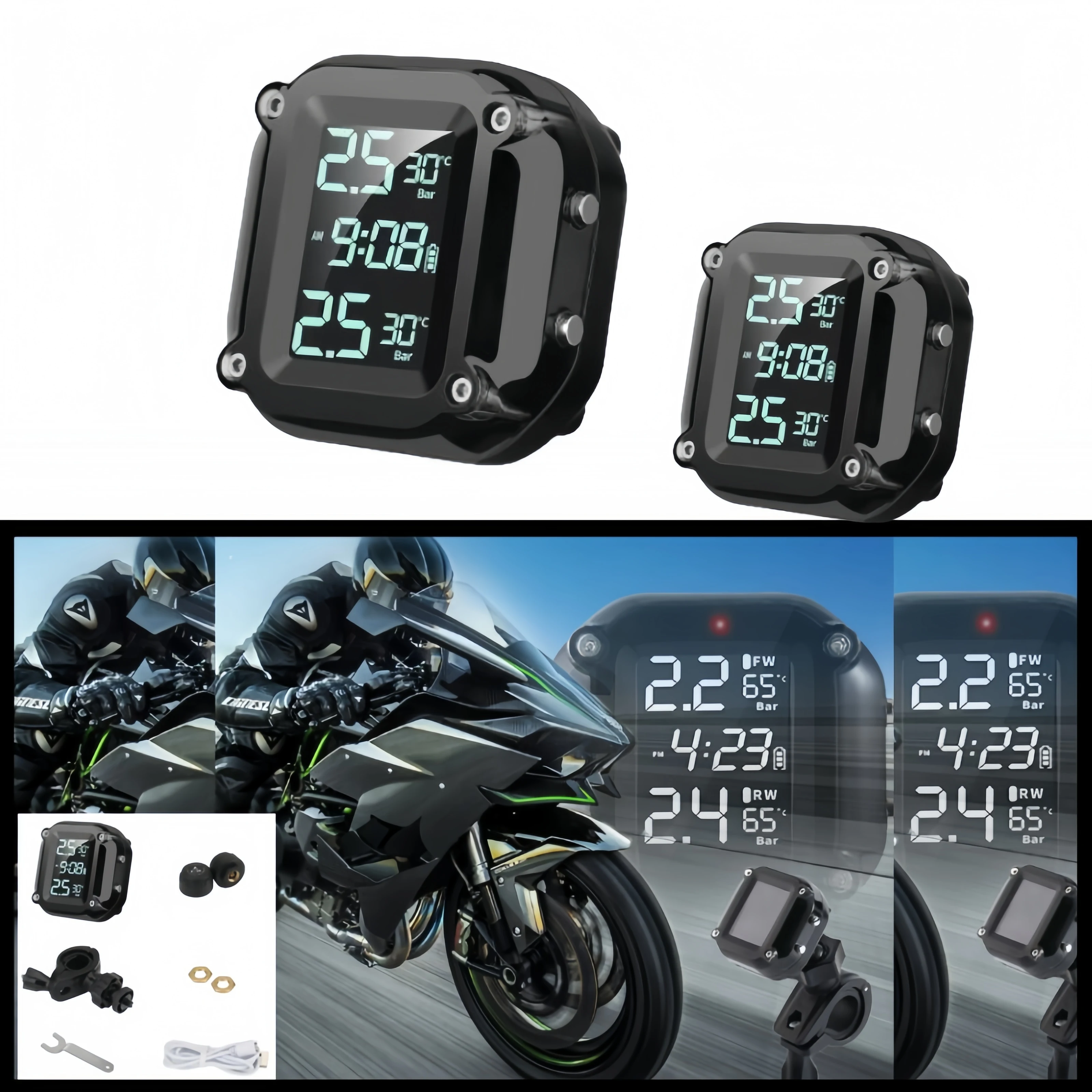 

Беспроводная Система Контроля Давления В Шинах Для Мотоциклов С Уведомлениями В Реальном Времени