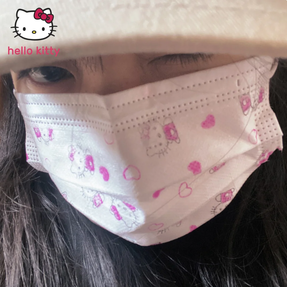 

Hello Kitty masks ladies printed Hello Kitty cute girl-heart student fashion sanrio white masks