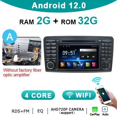 CarPlay Android 12 Авто Стерео Автомагнитола мультимедийный плеер для Mercedes BENZ ML GL W164 X164 ML350 ML500 GL35 GL45 GPS Авторадио