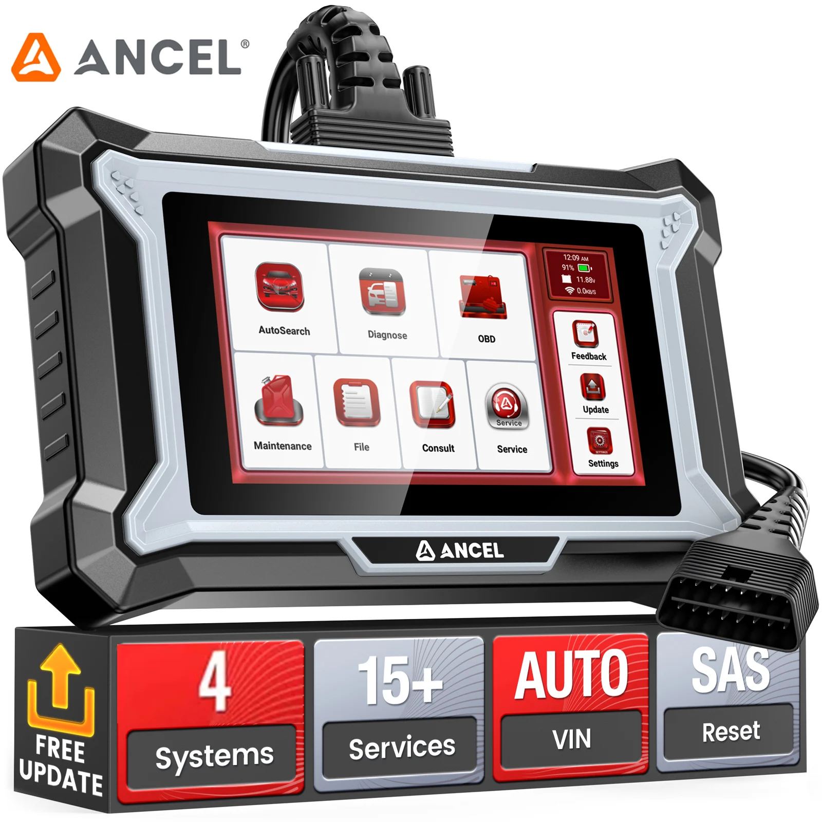 Автомобильный сканер ANCEL DS200 OBD2 ABS SAS EPB TPMS Oil 15 сброс D.PF Regen OBD 2 автомобильный