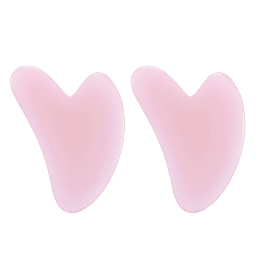 

2pcs Resin Heart-shaped Massage Scraping Board Natural Rose Quartz Stone Face Neck Body Massager Massage Board
