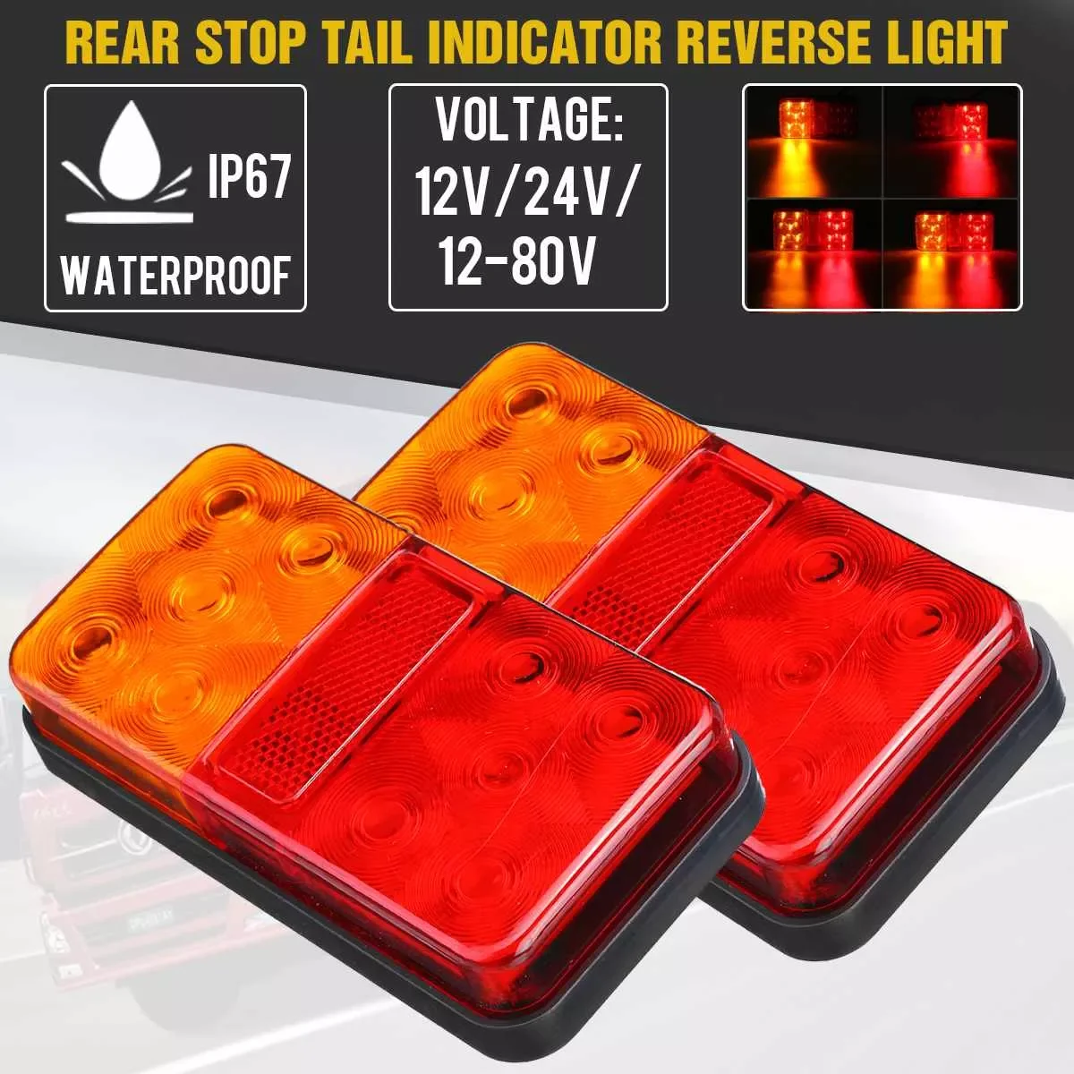 

2PCS 12V 24V LED Tail Light Taillight Turn Signal Indicator Stop Lamp Rear Brake Light for Car Truck Trailer Caravan
