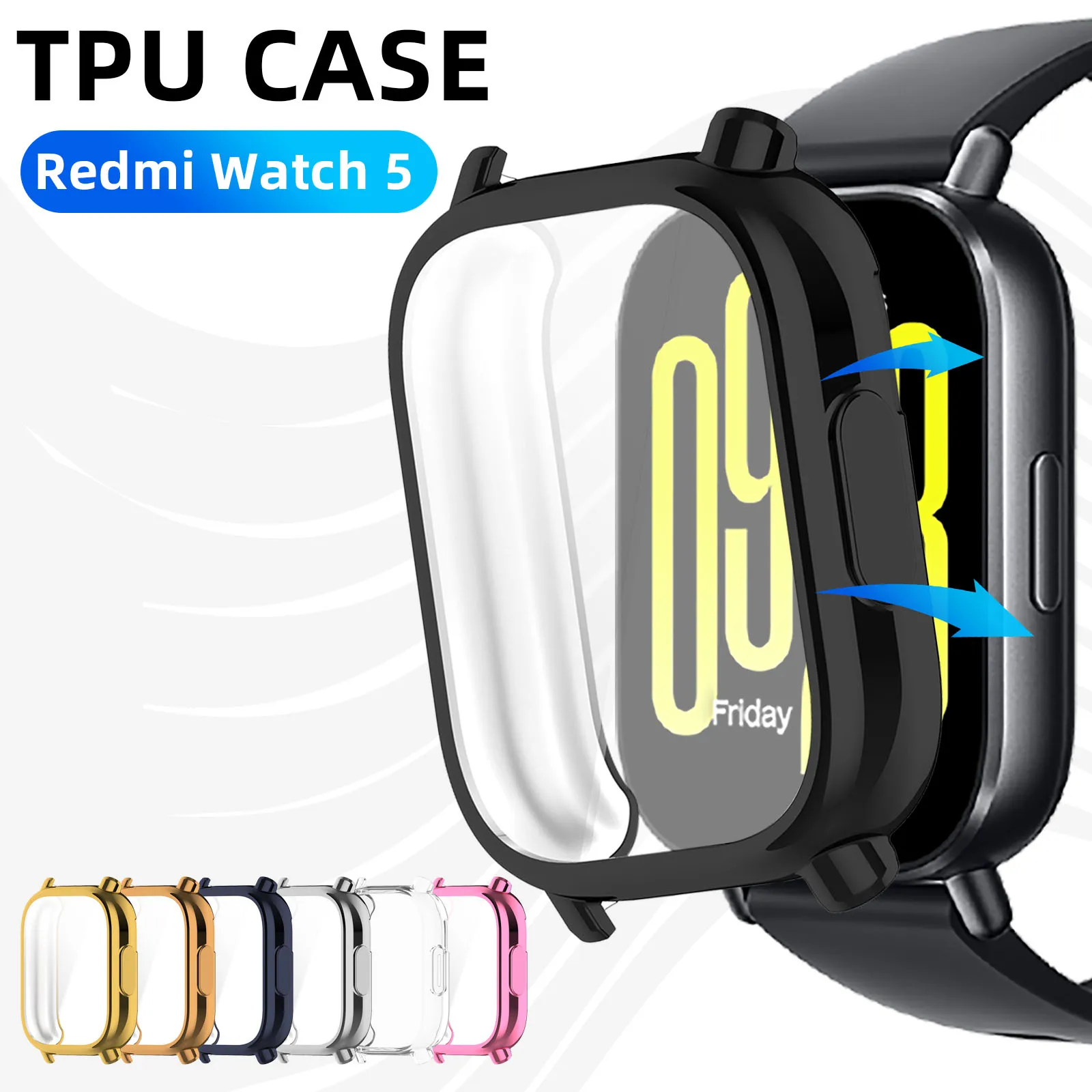 Case for Xiaomi Redmi Watch 5 Active/Lite Screen Protector Case Soft TPU All-Around Protective Bumper Cover Shell Accessories