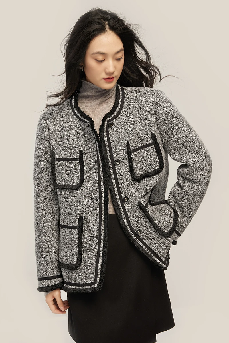 New 90% White Duck Down Jacket Women  High Street  Wool  Polyester  Single Breasted  Wide-waisted Thin Appliques Coat