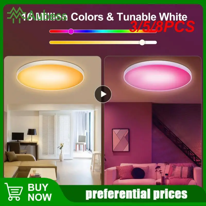 

3/5/8PCS Works With Alexa Google Assistant Led Lamp Voice Control Wifi Smart Led Ceiling Light Rgb Dimmable App Control