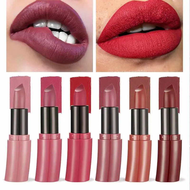 

Губная помада матовая стойкая губная помада для женщин 6 шт. Макияж для губ высокое покрытие для девушек женщин Макияж подарочный набор