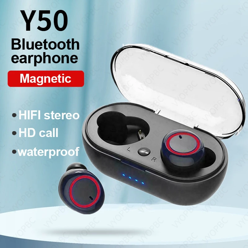 

TWS-наушники Y50 с поддержкой Bluetooth и зарядным футляром