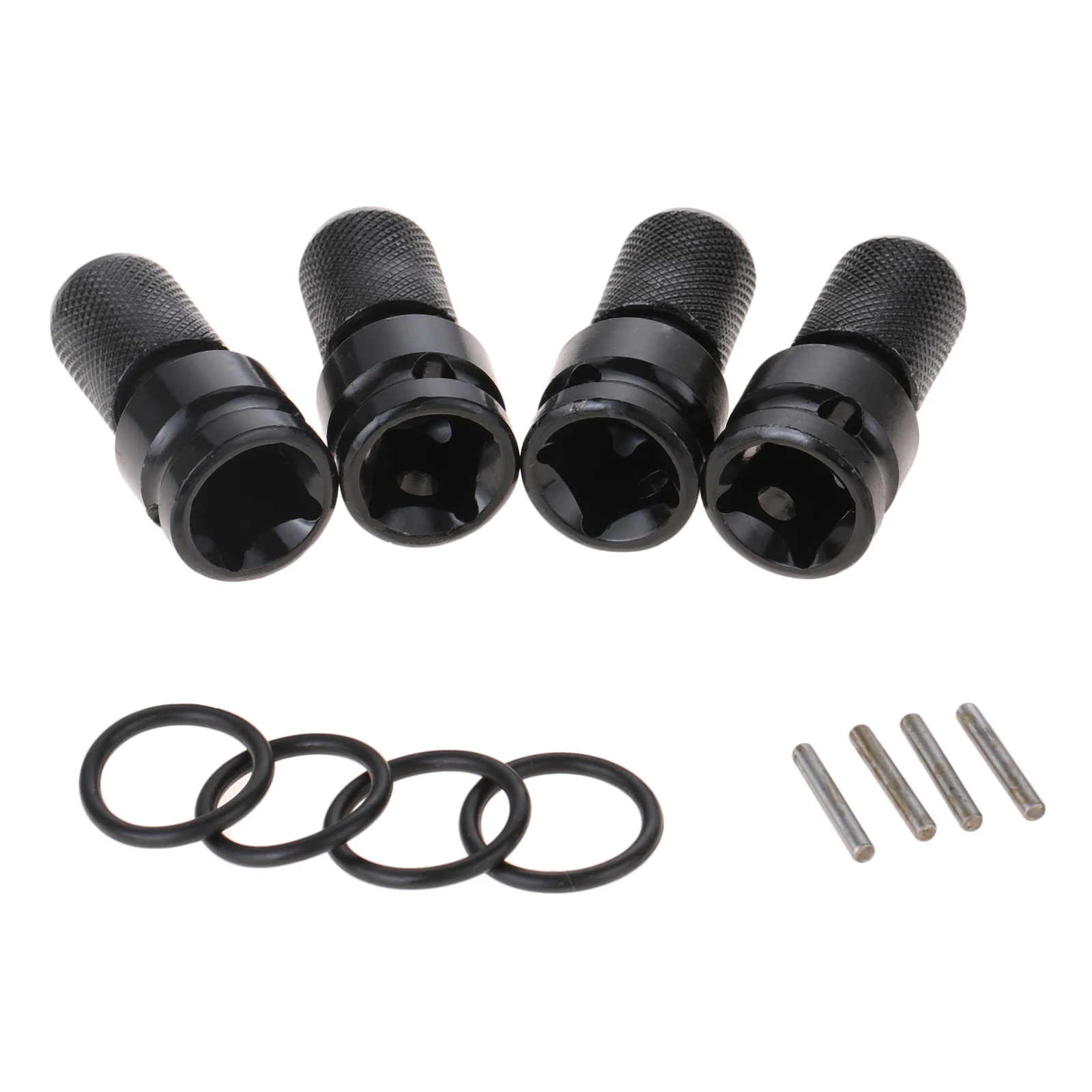 

4pcs 1/2 to 1/4 Inch Square Hex Female Socket Impact Adapter Apron Socket O Ring+Pin fit 1/2" to 1/4" Hexagonal Shank Drill Bits