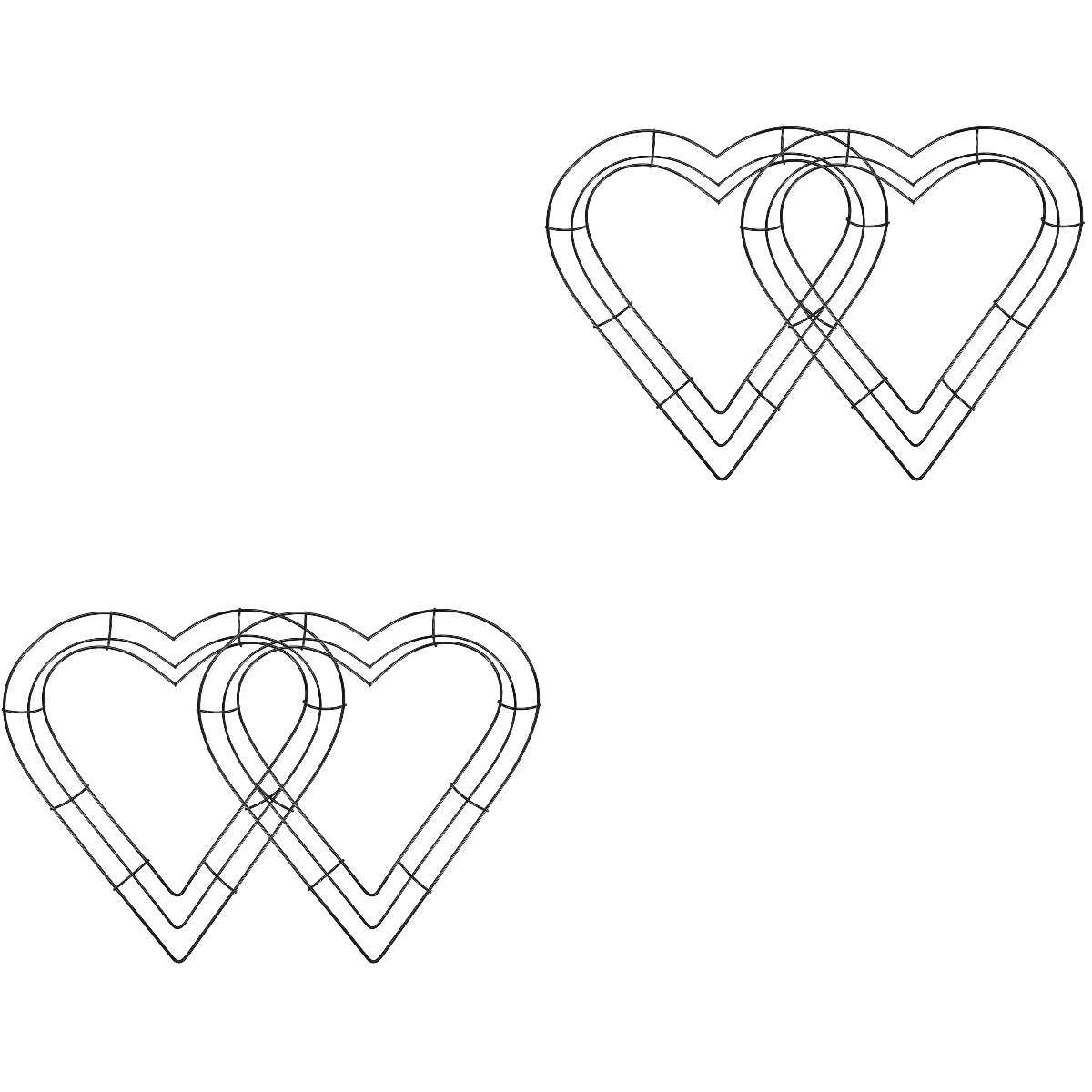 

4 Pcs Wedding Frame Heart Wire Wreath Shaped Forms Metal Ring Flower Hoops Crafts