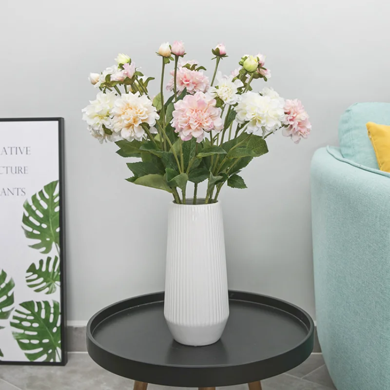 

Simulation Flower, 3 Heads, Peony Flower, 62cm, White, Wedding, Room Vase, Valentine's Day Confession, Simulation Decoration