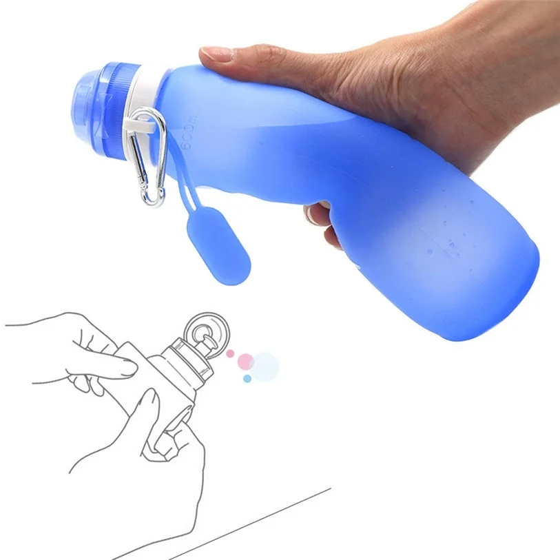 600ml Collapsible Folding Drink Water Bottle Kettle Cup Sili