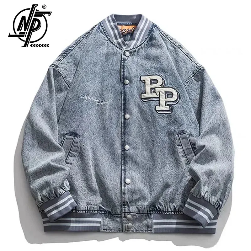 Japanese Harajuku Denim Jacket Men Women Letter embroidery Loose Harajuku Couple Autumn Y2k Vintage Coach Coat Spring
