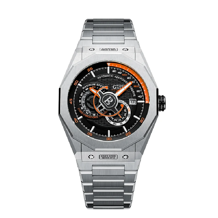 

BONEST GATTI Men Automatic Watch Luxury Mechanical Wristwatch Military Skeleton 50M Waterproof Luminous Sapphire Steel Strap