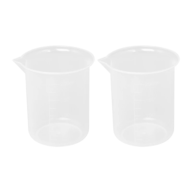 

Kitchen Lab Graduated Beaker Clear Plastic Measuring Cup Thicken With Cap Measuring Jug 200Ml 2Pcs