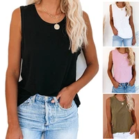 tops for women summer sleeveless tank top simple solid color vest classic design casual loose homewear womens tops streetwear