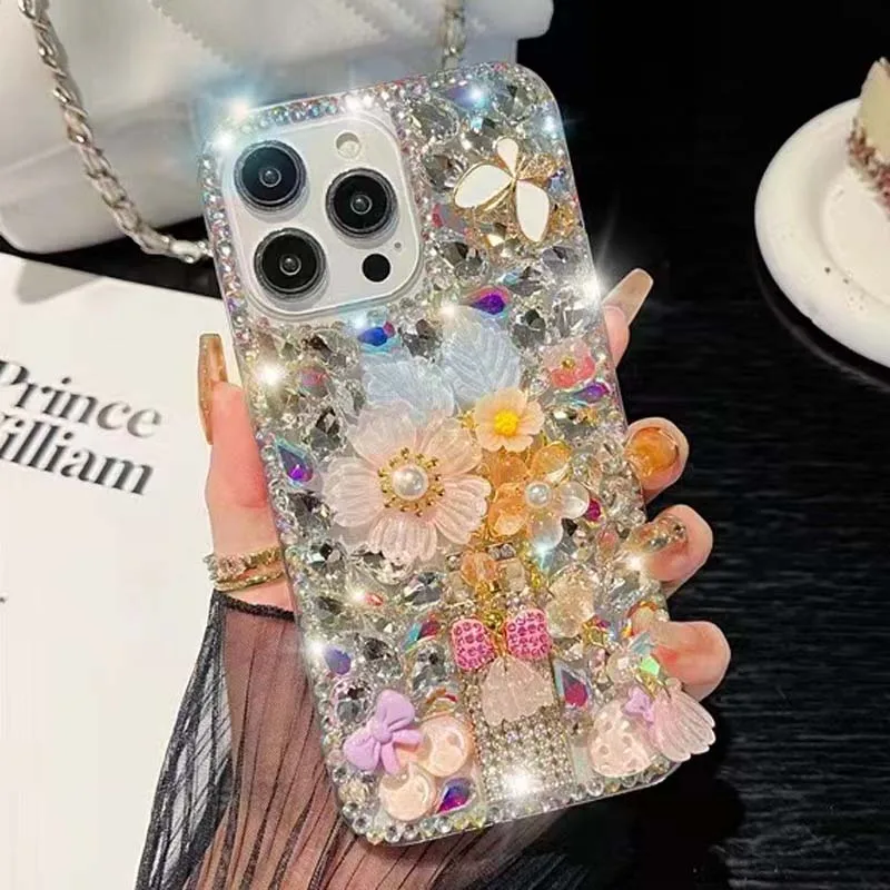 Чехол Sunjolly со стразами для телефона Samsung Galaxy S24 Plus S23 Ultra S22 S21 S20 FE чехол с цветами и