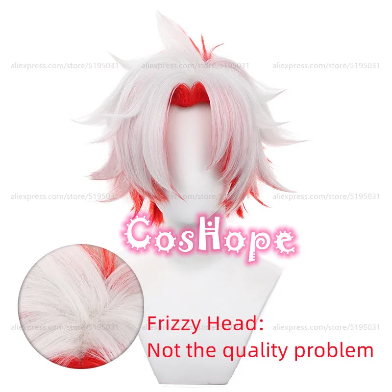 Шрам Косплей Парик 32 см Короткие волосы с вьющимся верхом Серебристый Белый