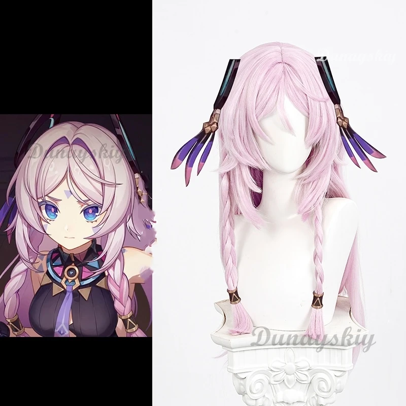 Парик для косплея по мотивам аниме Genshin Impact Citlali длиной 75 см с розовым и фиолетовым