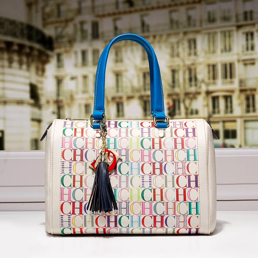 

100% Genuine Leather Shopping Totes Luxury Designer Purses and Handbags Colorful CH Letter Printed Boston Bag Top-handle Bucket