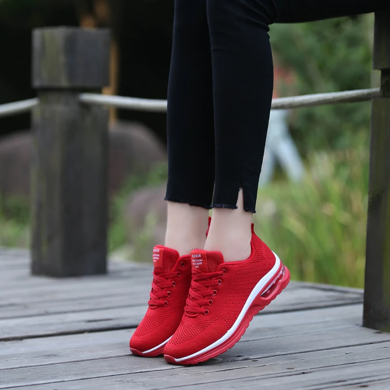 Men's and Women's Running Shoes Comfortable Air Cushion Sports Shoes Breathable Lightweight Mesh Lace-up Casual Shoes