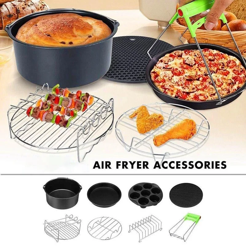 

8 Inch Air Fryer Accessories For Gowise Phillips And Cozyna,Air Fryer Accessories Set Of 8,Fit All 5.3QT - 5.8QT