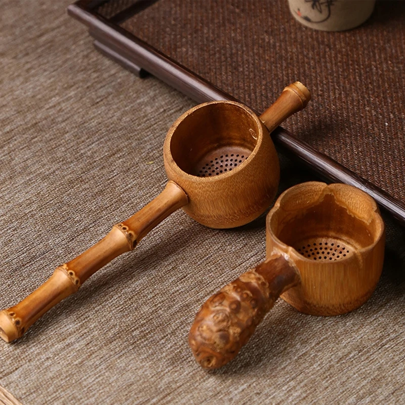 

Bamboo Tea Scoop with Hole Tea Spoon Strainer Filter Creative Tea Tool