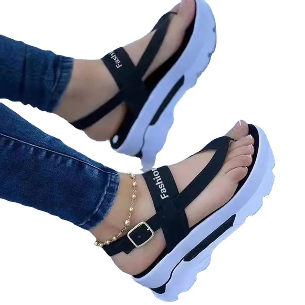 Summer Platform Ladies Sandals Wedge Solid Color Flip Flops Fashion Female's Sandals Outdoor Light Casual Woman's Roman Sandals