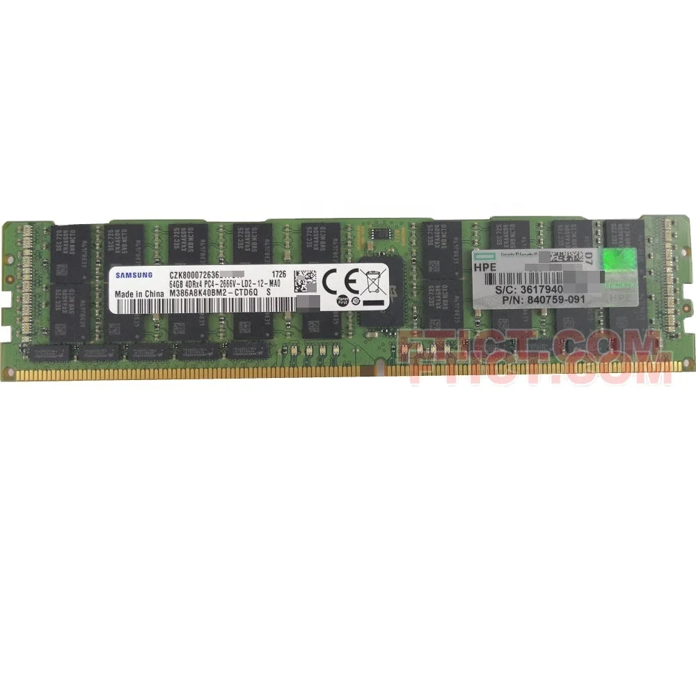 

HPE 64GB (1x64GB) Quad Rank x4 DDR4-2666 Smart Memory Kit 815101-B21 850882-001