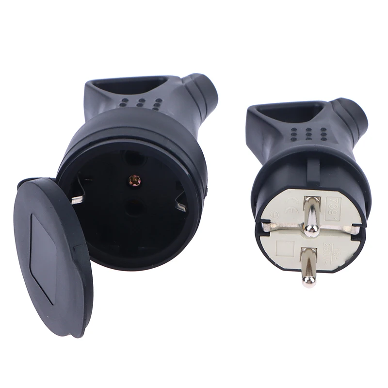 

Резиновый водонепроницаемый штекер европейского стандарта, 1 шт., Заземленный Европейский разъем с крышкой IP54 для самостоятельной сборки кабеля питания 16 А 250 В
