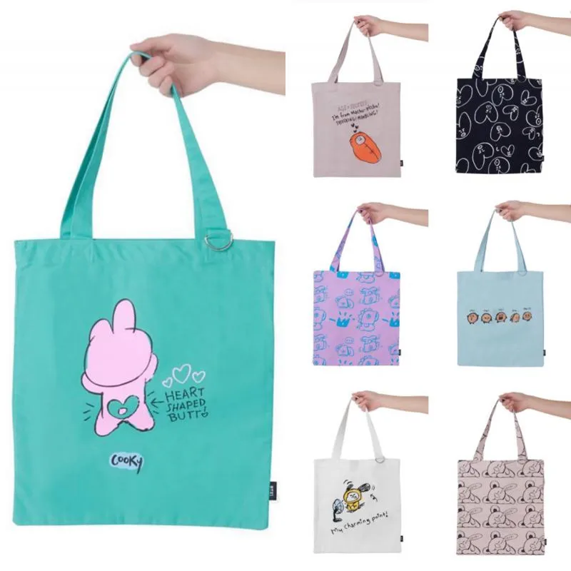 

Kawaii Btss Bt21 Аниме периферийные Мультяшные милые холщовые сумки с принтом сумки для покупок на одно плечо косые сумки