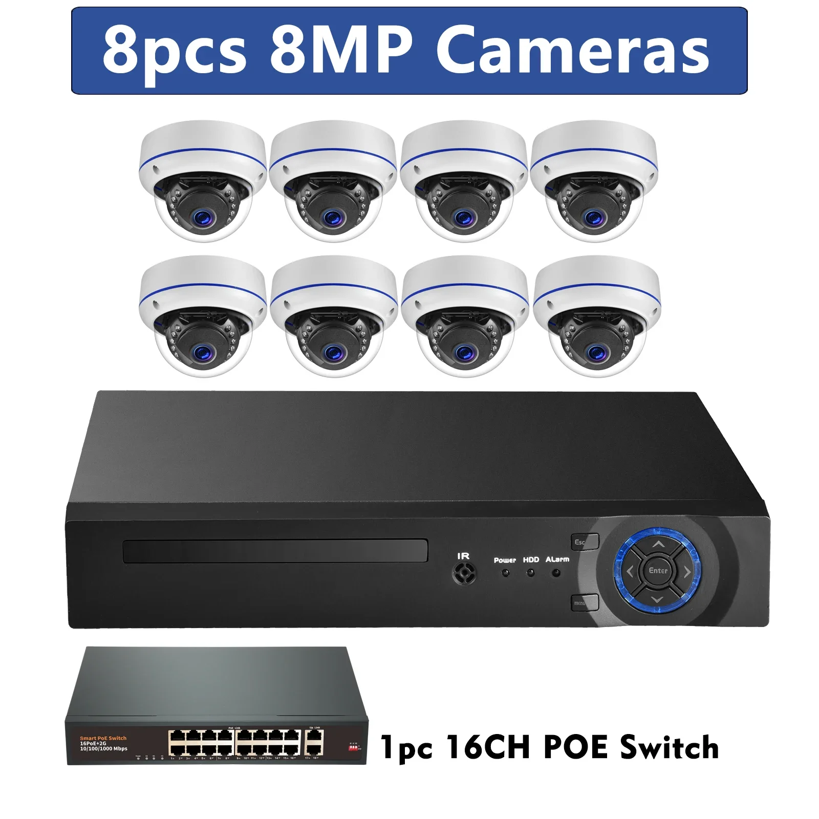 

Gadinan 16CH 8MP 4K POE NVR комплект видеонаблюдения