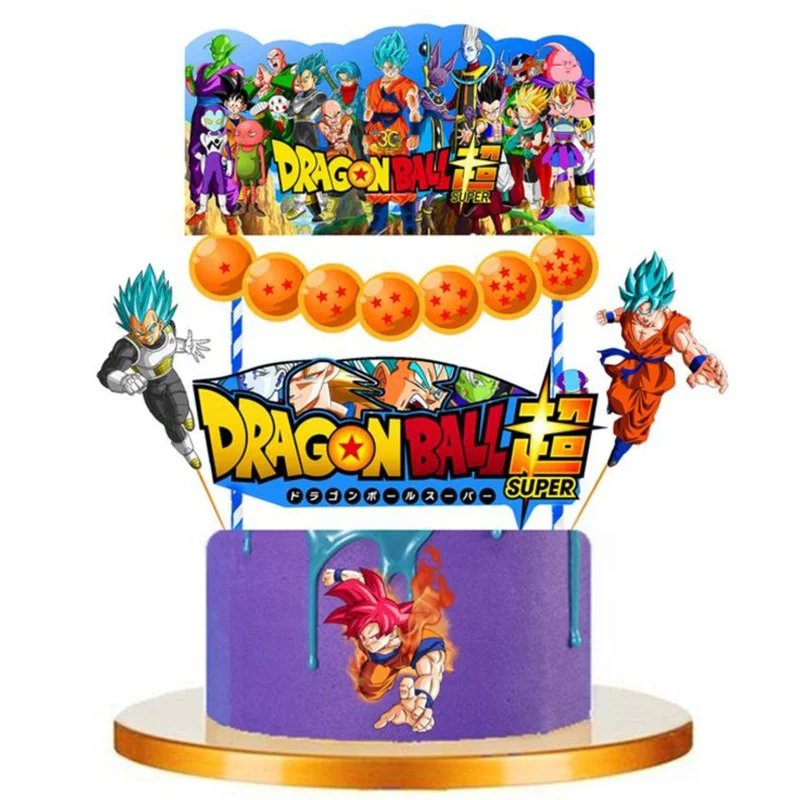 DRAGON BALL Bandai Game Theme Cartoon Goku Cake Flag Cupcake Balloon Kids Birthday Party Disposable Decorate Packing Supplies