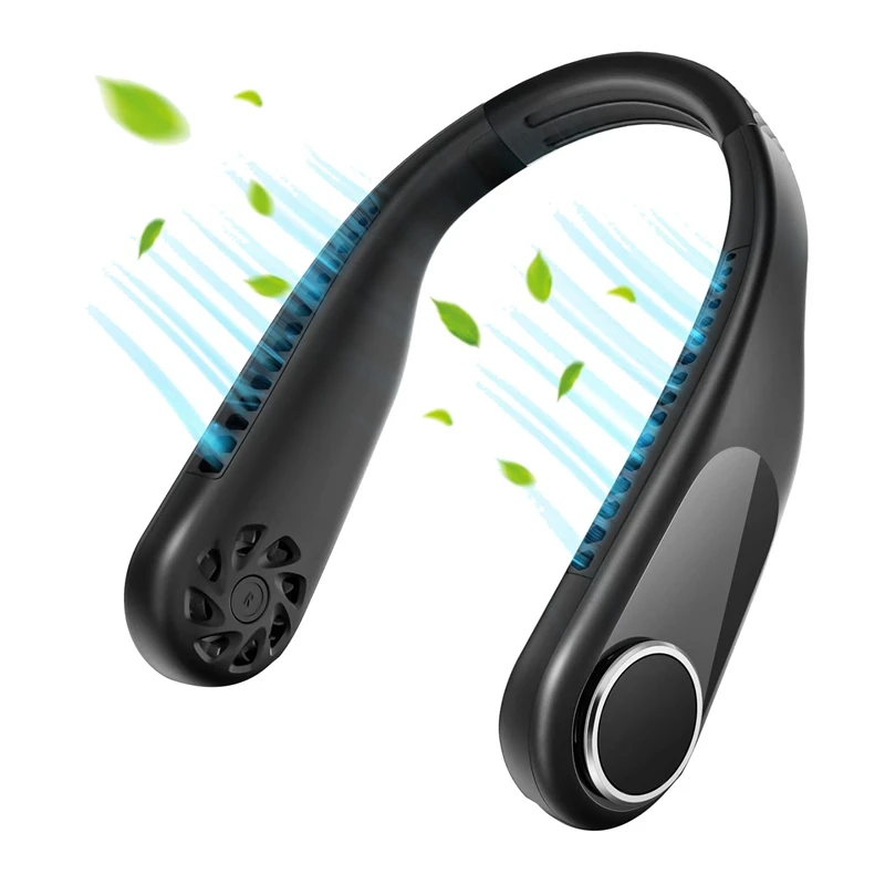 

Bladeless Neck Fan 3600Mah Battery Operated Fan Personal Portable Fan 360° Cooling USB Wearable Fan (Black)