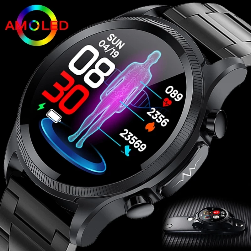 

New Cardiac Blood Glucose High End Smart Health Watch Temperature ECG Monitoring Men Women Smart Watch Chest Patch Heart Rate
