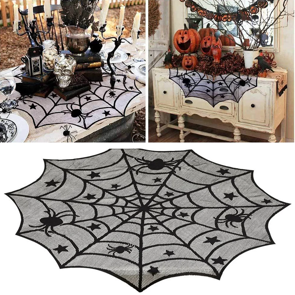 

Spiderweb Tablecloth Round Black Spider Web Tablecloth For Party Table Decor