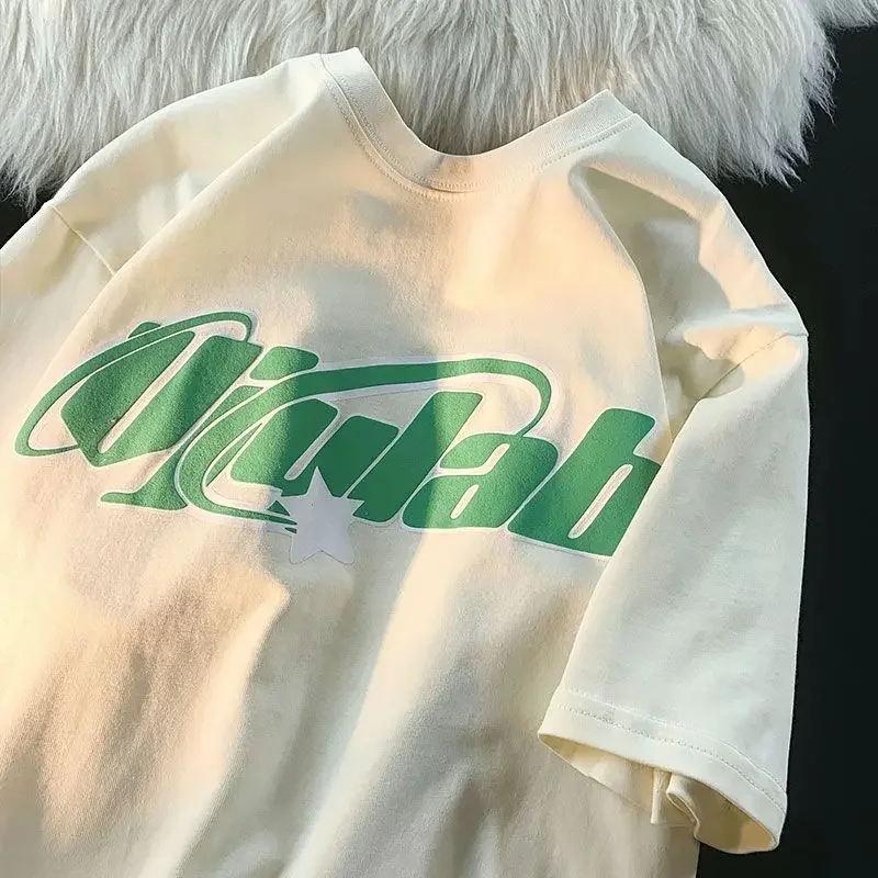 EBAIHUI Мужская повседневная футболка с буквенным принтом в гонконгском стиле