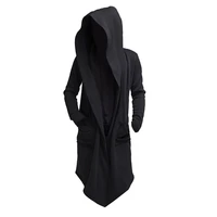 unisex casual open stitch hooded long cloak cape coat men women solid pocket loose cloak coat 2021 men mantle hooded sweatshirts
