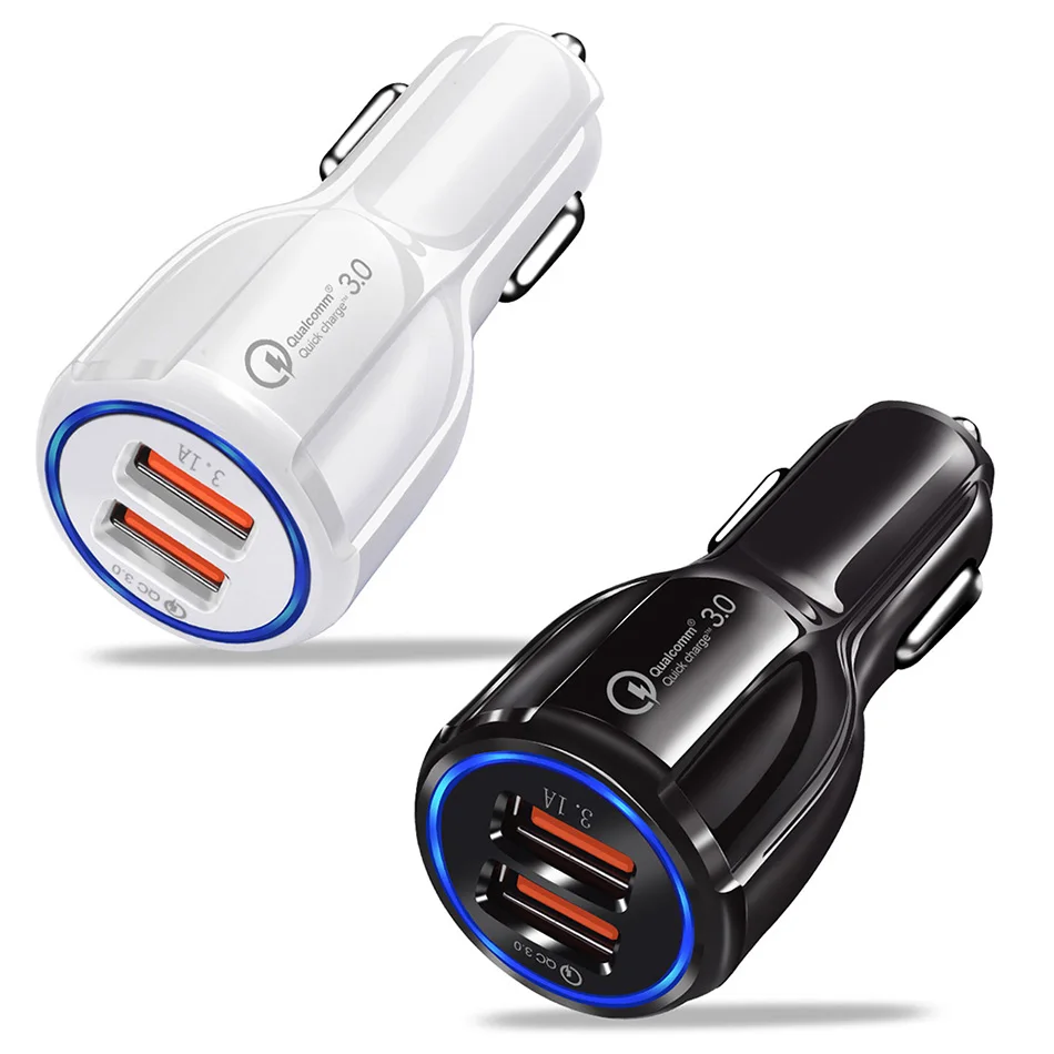 

Dual USB Car Charger 18W Fast Charging Phone Adapter Dual USB Quick Charge 3.0 For iPhone 13 12 Pro Max Xiaomi 12 Phone Charger