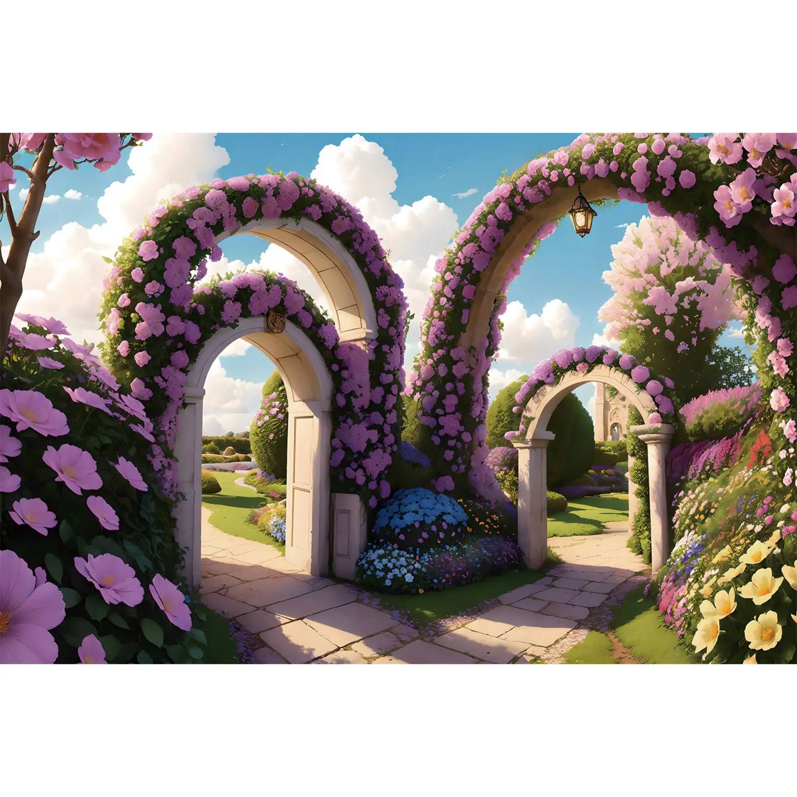 

Garden Picture Of Door For Party Background Photo Booth Spring Pink Blossom Flowers Door Road Backdrops for Outing Holiday Props