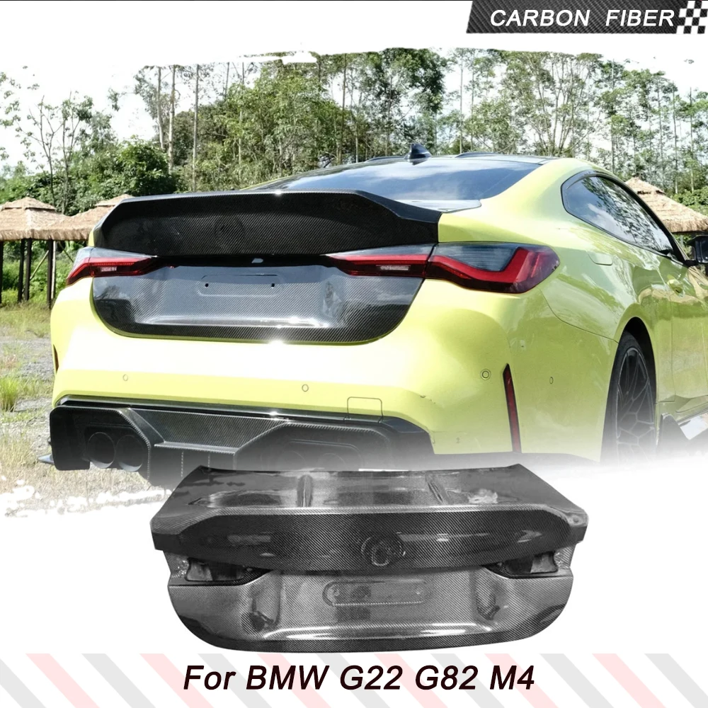 

Комплект задней крышки багажника из углеродного волокна для BMW 4 серии G22 G82 M4 2021-2023, задняя крышка багажника, спойлер, крышка ворот, гоночные комплекты кузова