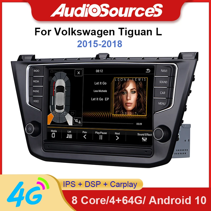 

Автомобильный мультимедийный плеер, стерео-система под управлением Android 10, с 9 "экраном, с GPS Навигатором, для VW Tiguan L, 2015-2018