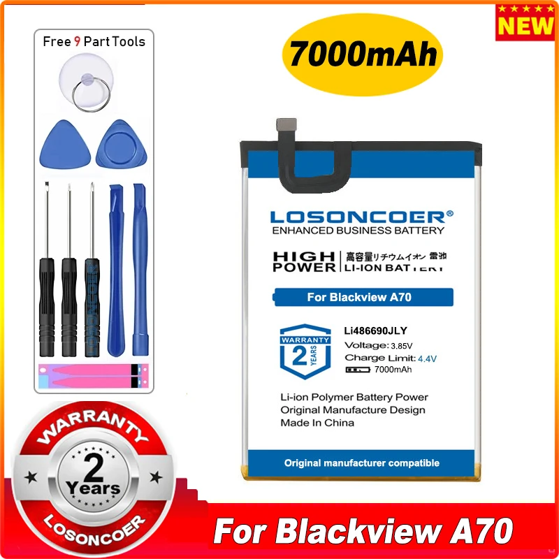 

LOSONCOER Battery 7000mAh For Blackview A70 3GB+32GB Li486690JLY Battery