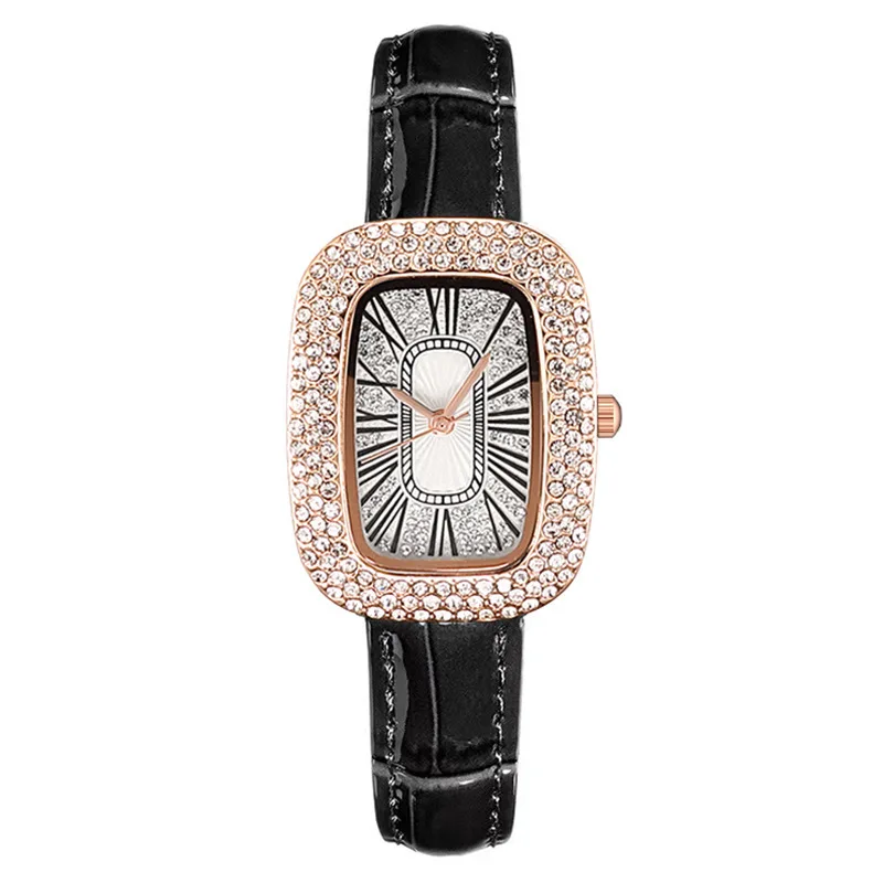 Luxury Fashion Green Watches Women Qualities Diamond Studded Quartz Watch Ladies Leather Wristwatch Elegant Montre Femme Clock