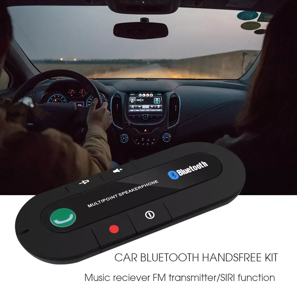 

kebidu Bluetooth Android 4.1 In-Car Speakerphone Sun Visor Handsfree Car Kit Blutooth Music Reciever Speaker For iPhone Android