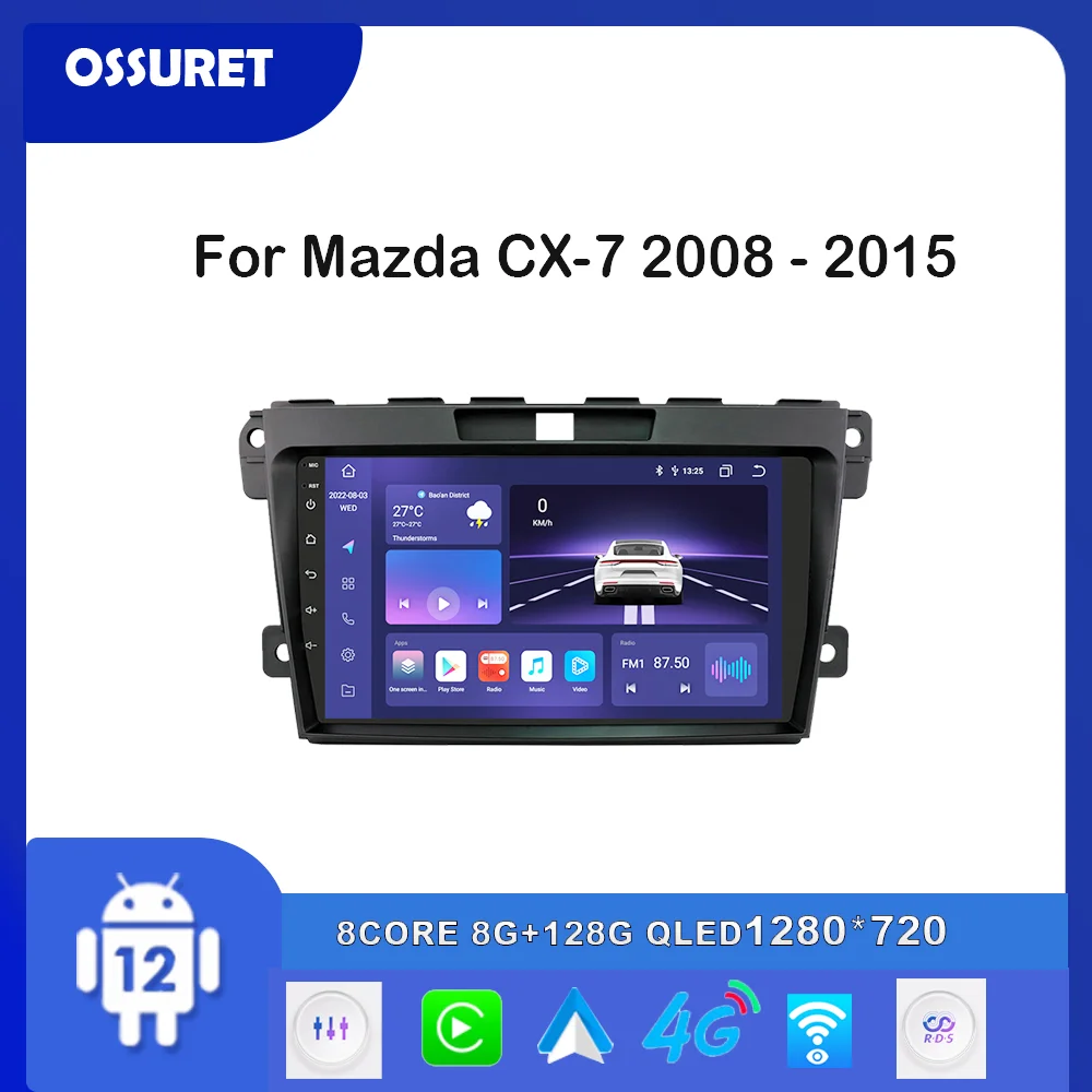 

Автомагнитола на Android 12 для Mazda CX-7 CX7 2008-2015, мультимедийный плеер с 4G, GPS, навигацией, стерео, 2din, Wi-Fi, Авторадио для Carplay, DSP, RDS