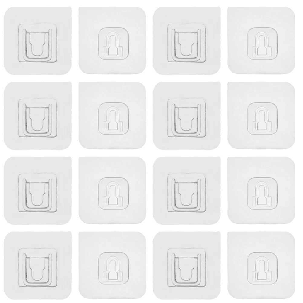 

50 Pairs of Punch-free Wall Hooks Self-adhesive Hooks Water Proof Hooks (Transparency)