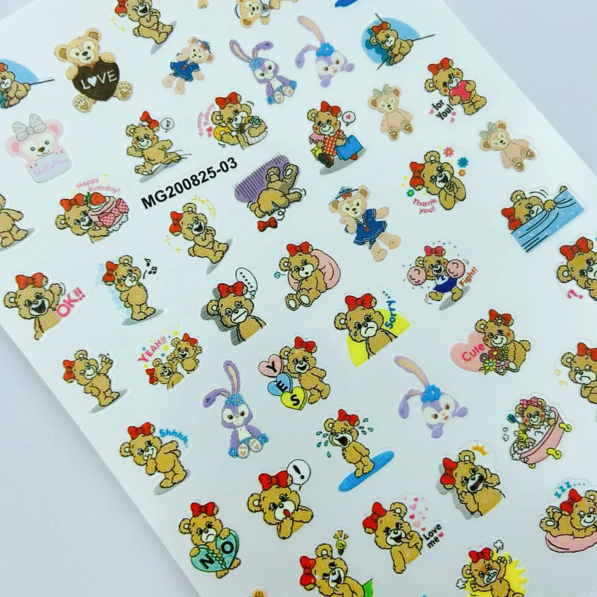 

10 Packs of Cartoon Trend Bear Nail Art Stickers Romantic Heart Shaped Self-Adhesive Nail Decorative Decals Nail Stickers
