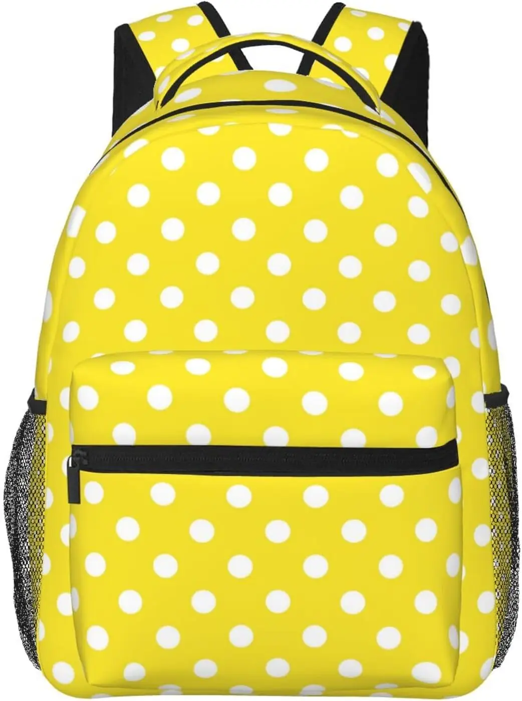 

Polka Dots Yellow Backpack Large Capacity Laptop Bags Waterproof Lightweight Accessories For Work Travel Bag