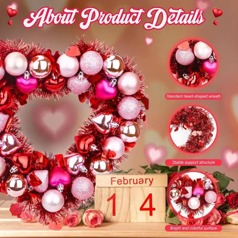 День святого Валентина дверной венок для окна со светодиодной подсветкой